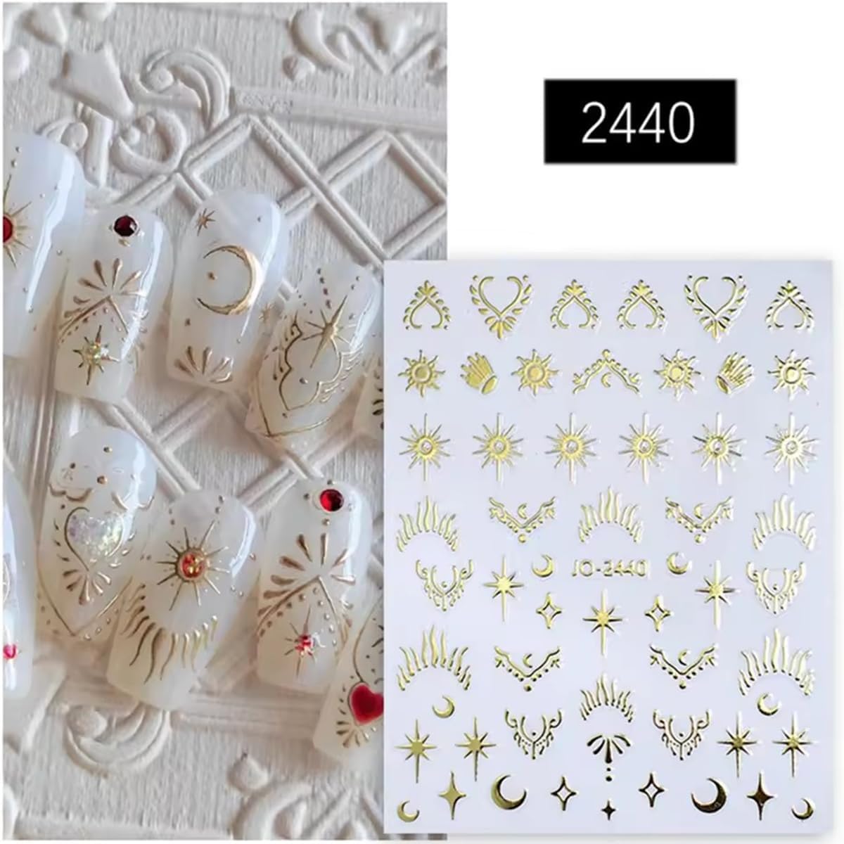 Star Nail Stickers 6 Sheets Gold Silver Nail Decals Sun Star Moon Nails Design Supplies Self-Adhesive 3D Nail Art Stickers for Women DIY Manicure Tips Decorations