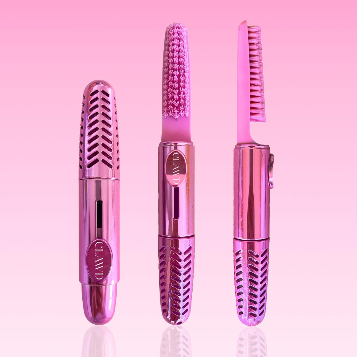 CLAWD Nail Brush for Cleaning Fingernails | Soft Bristle Portable Travel Nail Cleaner Brush for Women | Pink