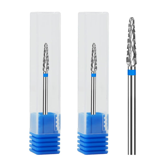 2Pcs 3/32" Cuticle Bit Gel Remover Drill Bit Small Cone Clean Medium Grit Carbide for Electric Nail Drills, Conical Professional Manicure Tool Remove Dead Skin Accessories for Nail Salons and Home Use