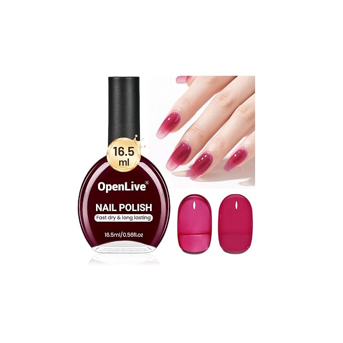 16.5ml Jelly Rose Red Nail Polish Large Volume Quick Dry Nail Polish, Long Lasting Shine, Fingernail Toenail Nail Art DIY Home Travel Nail Art Gift