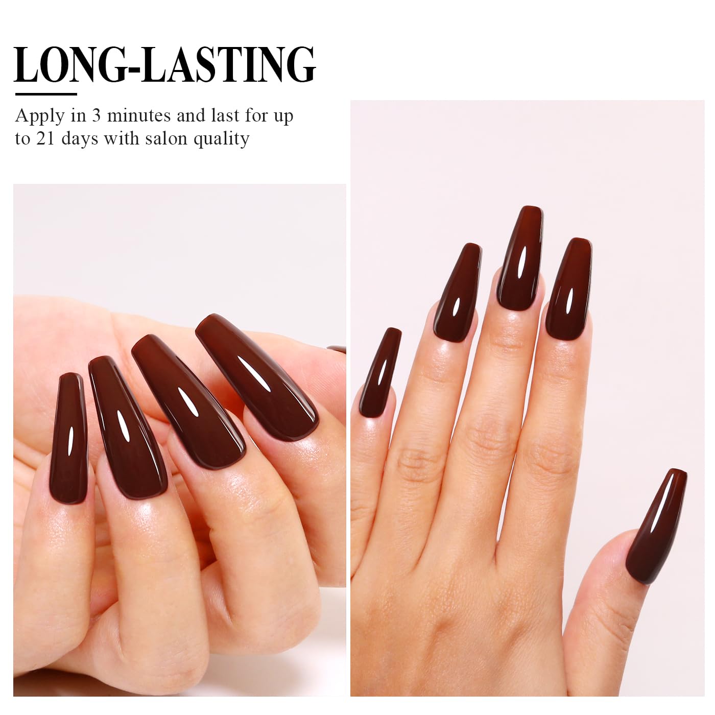 Imtiti Brown Gel Nail Polish, Dark Brown Gel Polish High Gloss Soak Off UV LED Autumn Winter Art Manicure Salon DIY Design 10ML