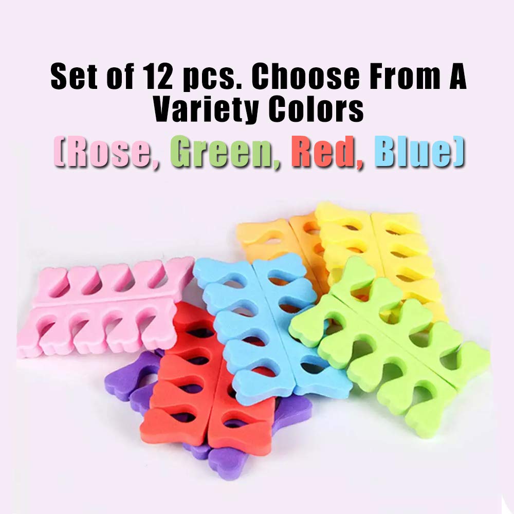 Toe Separators Toe Spacers Variety Colors Series (12 Pairs)- Apply Nail Polish During Pedicure Manicure - Stocking Stuffers for Women Girls - Nail Spa Party Supplies (Multicolors 12-Pairs)