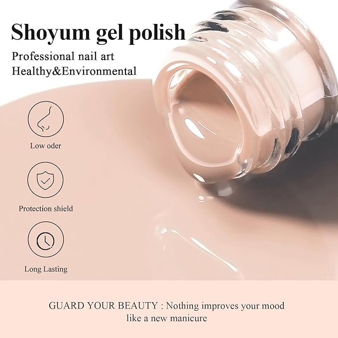 Nude Gel Nail Polish 15ml Neutral Brown Color Natural Set Mocha Mousse Cake Soak Off U V LED Nail Lamp Nail Art Gel 0.51Oz Gift for Women