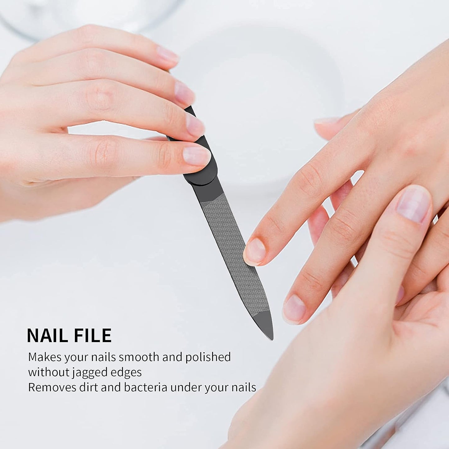 Nail Clippers Set, Sharp Stainless Steel Fingernail and Toenail Clippers, Nail Clippers for Thick Nails or Ingrown Nails, Perfect 4 pcs Black Nail Cutter for Men/Women/Kids, Set Include Nail File.