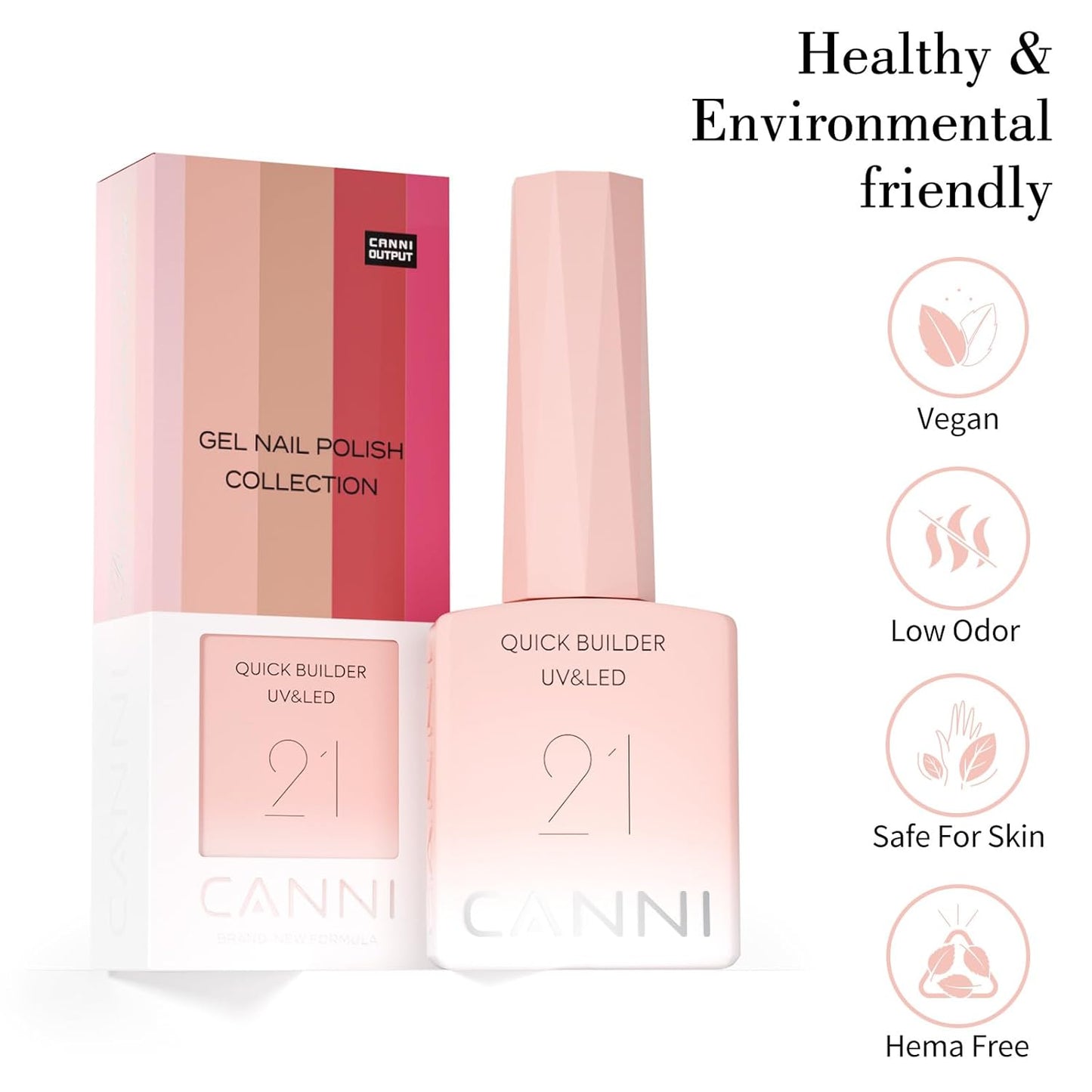 CANNI Quick Builder Nail Gel for Nails – 9ML Nude Pink Soak-Off Nail Strengthening Gel for Apex Building DIY UV LED Manicure