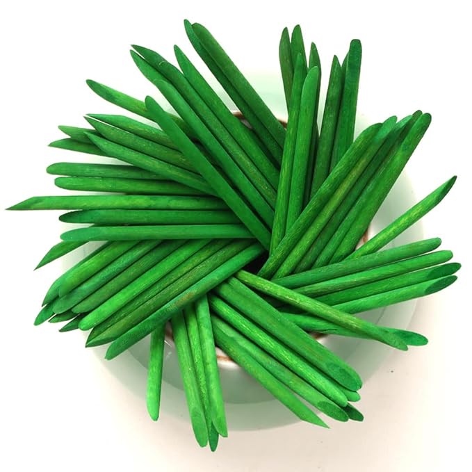 100 Pcs Orange Wood Nail Sticks Double Sided Multi Functional Cuticle Pusher Manicure Pedicure Tool for Manicure Pedicure Green