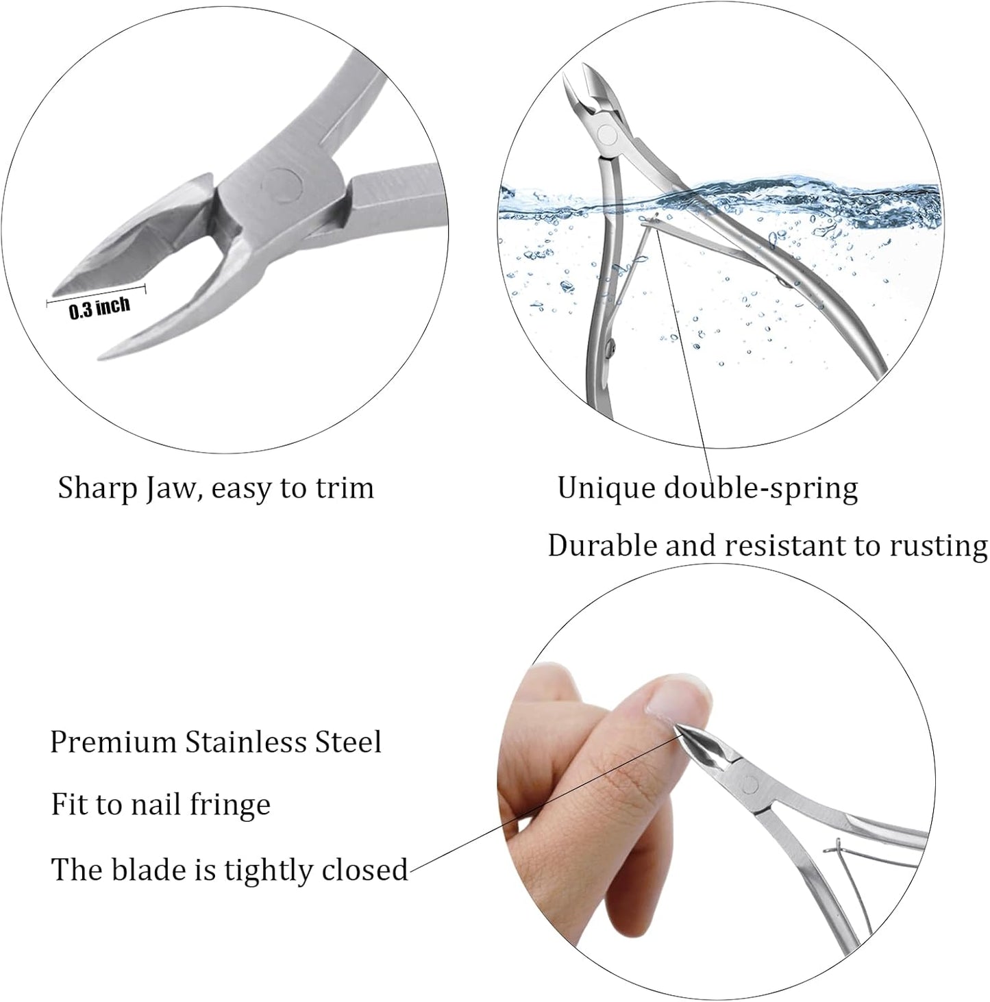 6 Pcs Cuticle Trimmer Cuticle Pusher Stainless Steel Cuticle Nipper Cuticle Remover Tool Kit Professional Cuticle Cutter for Fingernails and Toenails Manicure Pedicure Set