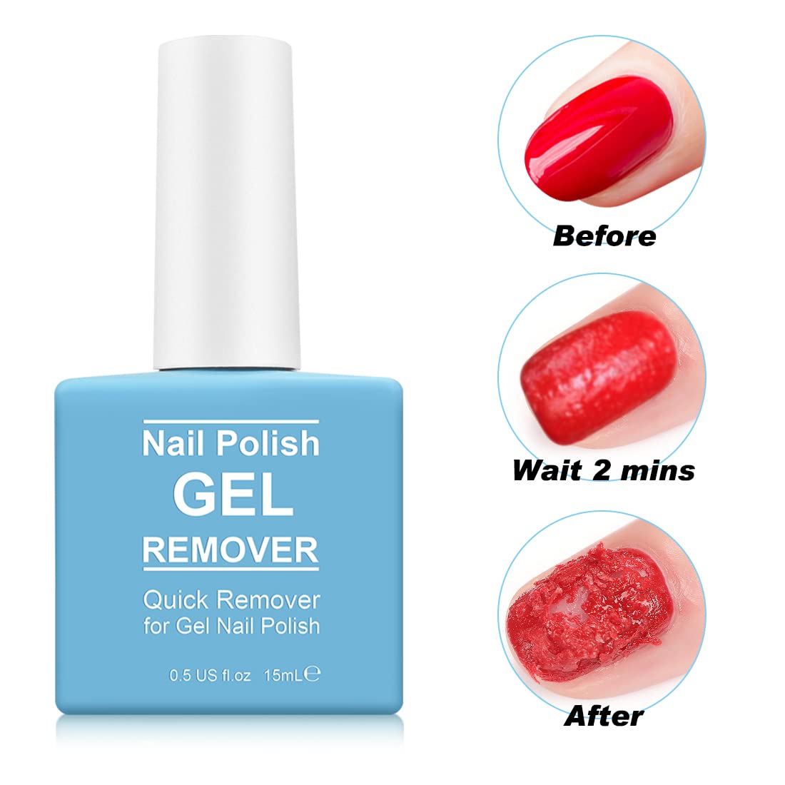 Gel Polish Remover for Nails, Easy & Quick Soak Off Gel Polish Remover in 3-5 Minutes, No Damage to Nails, for Salon & Home Use