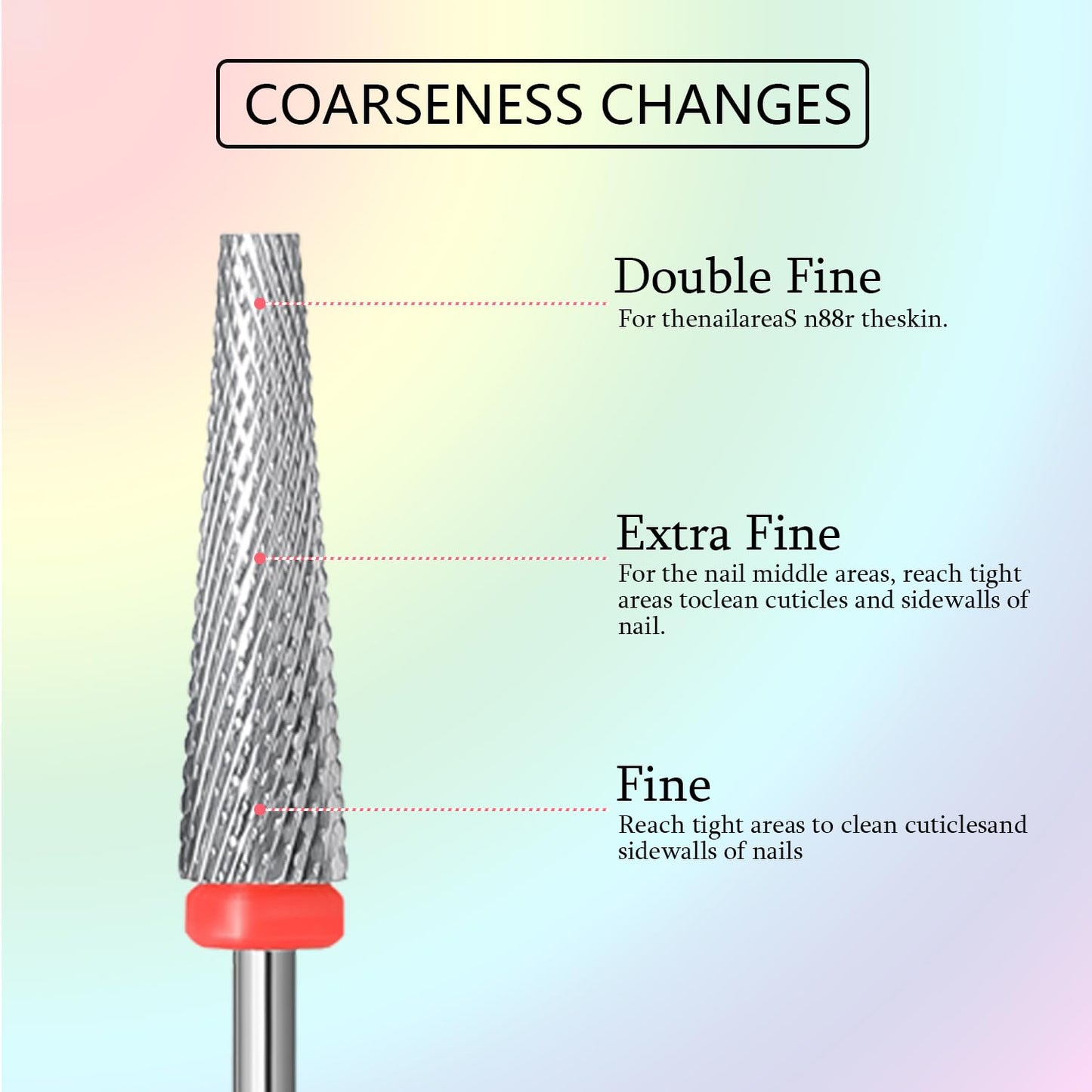 Super Long 5 in 1 Nail Drill Bits, Professional 3/32'' Carbide Tungsten Two Way Rotary Advanced Safety Bits, Fast Remove for Manicure Pedicure Cuticle Acrylic Nails (Sliver, Fine-F)