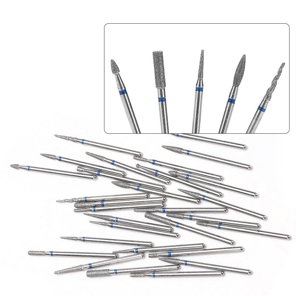 30Pcs 3/32“ Russian Manicure Drill Bits for Nails Kit,Metal Nail Drill Bits with Case for Most Electric Manicure Machines