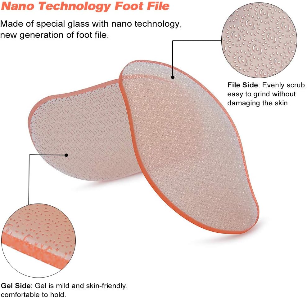 BEZOX Glass Foot File Callus Remover, Crystal Pedicure Foot Rasp for Callused, Coarse, Hard Skin Removal, Portable Hand Sized Foot Scraper for Cracked Heel - Orange