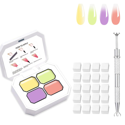 Painting Gel,High Color Rendering And Quick Drying,4 Colors Ombre Nail Polish With 100PCS Nail Sponges & Claw Easily Creates Various Gel Paint For French Manicure DIY Nail Art Styles (B7)