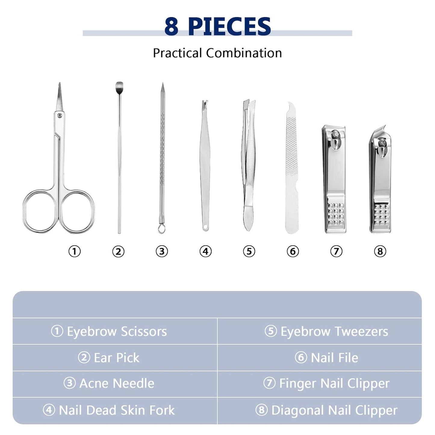 Lasnten 24 Set Christmas Manicure Set Bulk Nail Clippers Grooming Nail Kit Stainless Steel Professional Pedicure Kit Pedicure Tools with Travel Case Gifts for Xmas Men Women(8 in 1,Black)