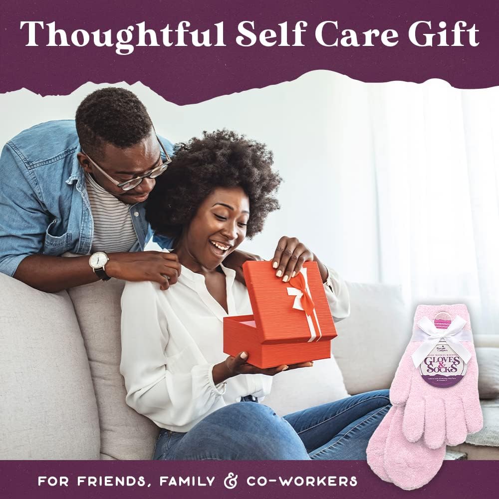 Moisturizing Socks and Gloves Set | Pink Fuzzy Socks and Gloves with Aloe and Vitamin E for Women | Women's Gifts for Self-Care