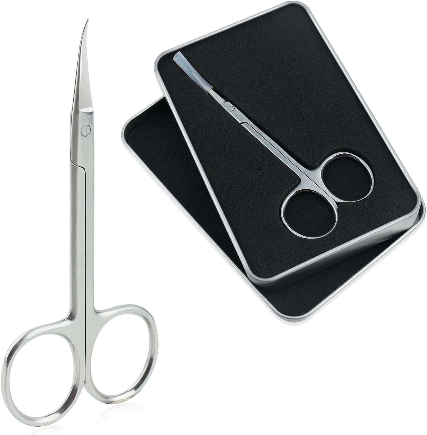 Qunzhao Cuticle Scissors for Women and Men Curved Stainless Steel with Tip Grooming Blades Manicure Nail for Dry Skin Nail Scissors (1)