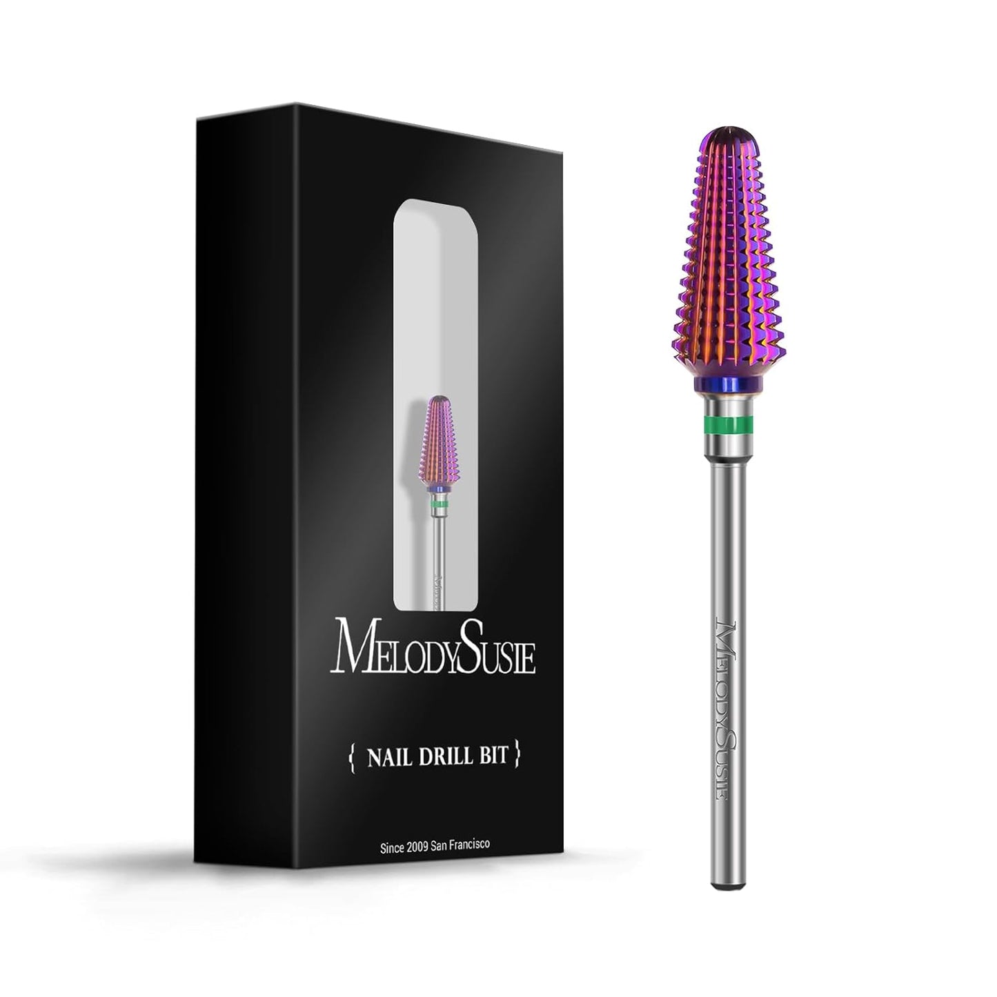 MelodySusie Professional Tornado Nail Drill Bits, 3/32'' Carbide Tungsten Multi-function Bits, Suitable for Manicure Pedicure Cuticle Gel Polishing, Salon Bits, Purple, Series Bit-X, Coarse
