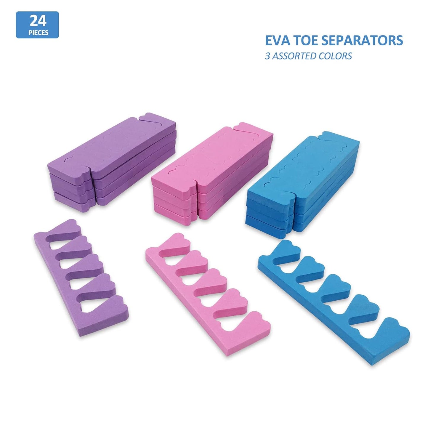 Toe Separators Set - 24 Pieces Soft & Durable Pedicure Tools Kit For Feet, Toe Separators For Women& Girls