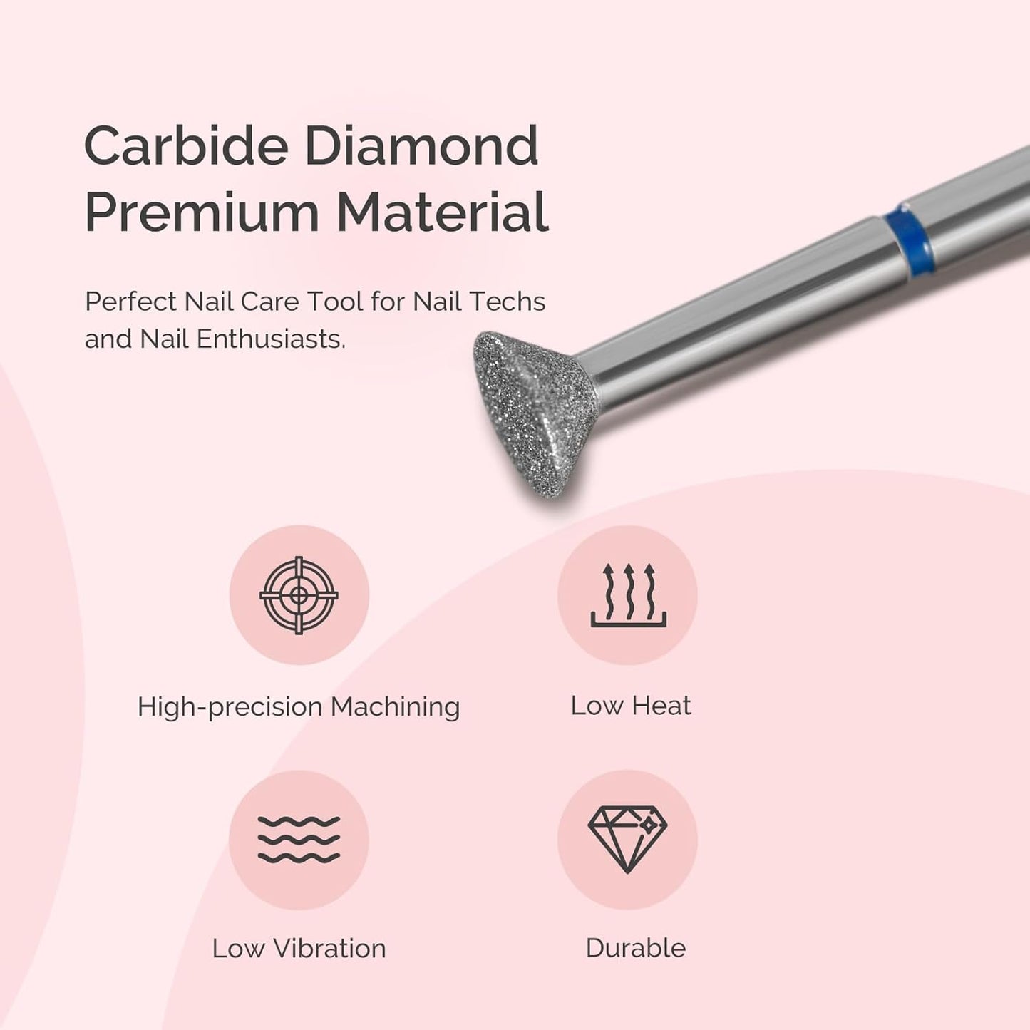 MelodySusie 5mm Inverted Tapered Cuticle Clean Nail Drill Bit 3/32'', Professional Safety Carbide Diamond Under Nail Cleaner for Cuticle Dead Skin Nail Prepare, Beginners Bits, Series Bit-S, Medium