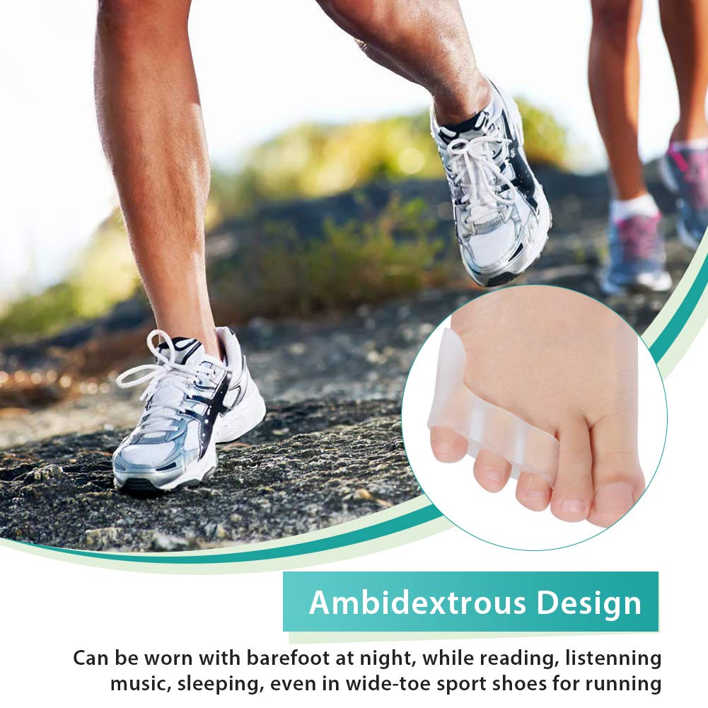 Toe Separators, 2 Pairs Toe Separator Toe Separator Feet Gel Protect Toes Separator Fingers Foot Silicone Protective Cover Protector toe separators for overlapping toes to Their Original Shape