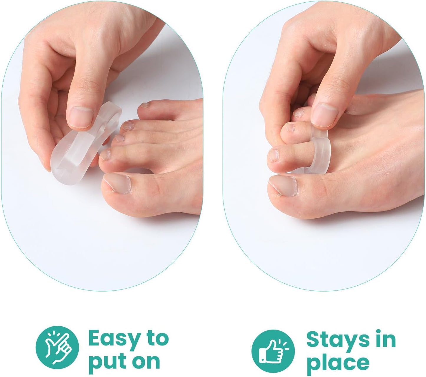 Welnove Hammer Toe Straightener Toe Corrector for Women - 8 Pcs Hammer Toe Cushion Pads for Bent, Crooked, Curled, Claw, and Hammer Toes - Soft Support and Realignment(Clear, 3 Loop Design)