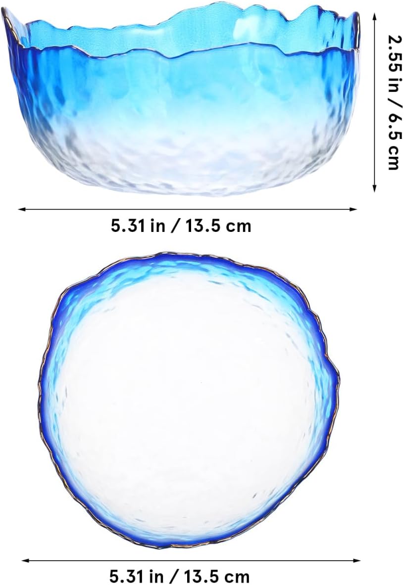 Glass Manicure Soaking Bowl Nail Soak off Bowl 9 Inch Pedicure Salon Bath Nail Remover for Fingernail Toenail Caring Polish Removal, Blue