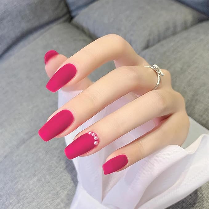 12ml Hot Pink Matte Nail Polish, Quick Dry Nail Lacquer for Nail Art Varnish, Mist Effect Matte Finish Velvet Nail Polish, 0.41 fl oz (Hot Pink, 0.41 fl oz)