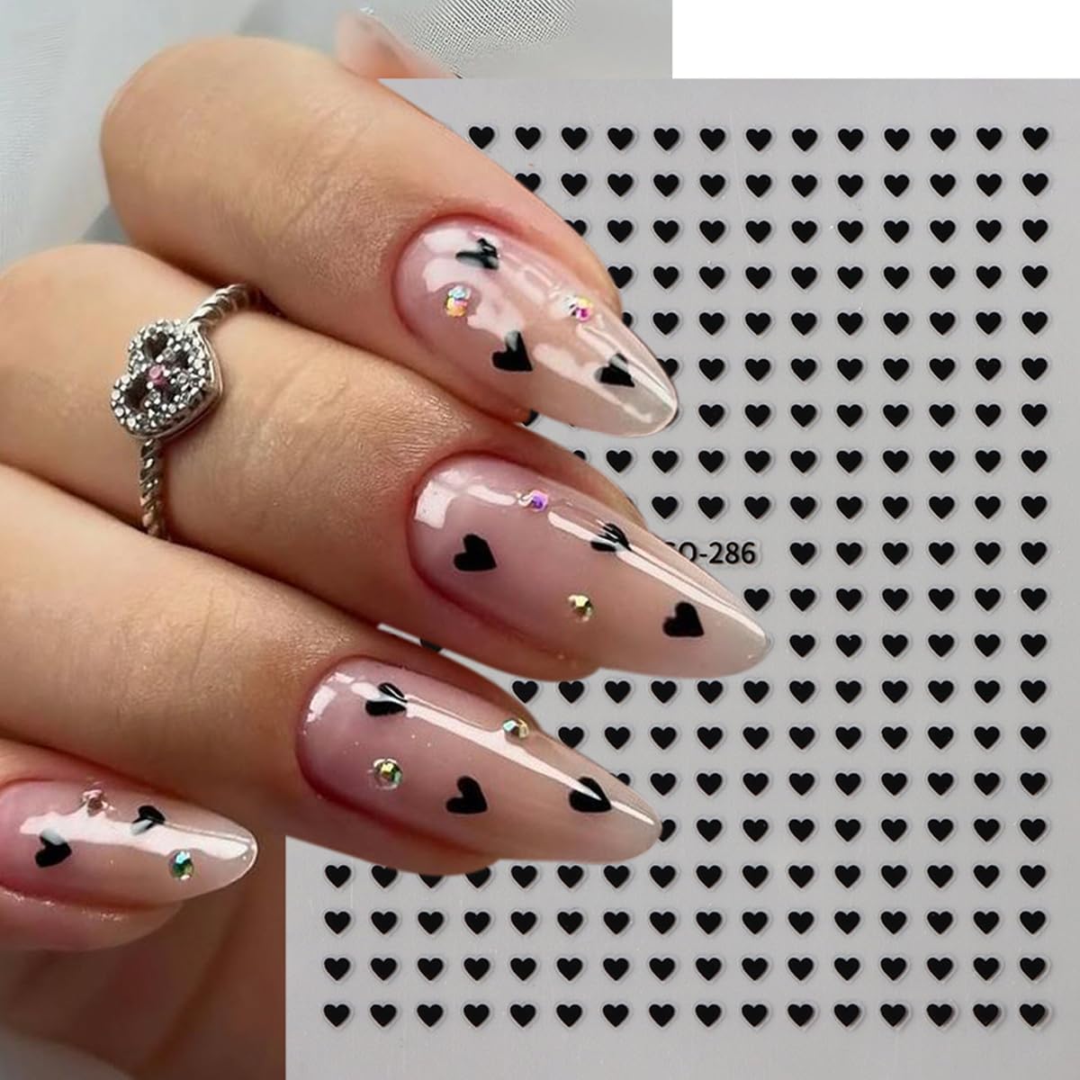 6PCS Mini Heart Nail Art Stickers 3D Self-Adhesive Sparkling Love Nail Art Decals Shinny Red Hearts Designs Nail Sticker for Valentine's Lovers Romantic Stickers DIY Manicure Decoration Accessories