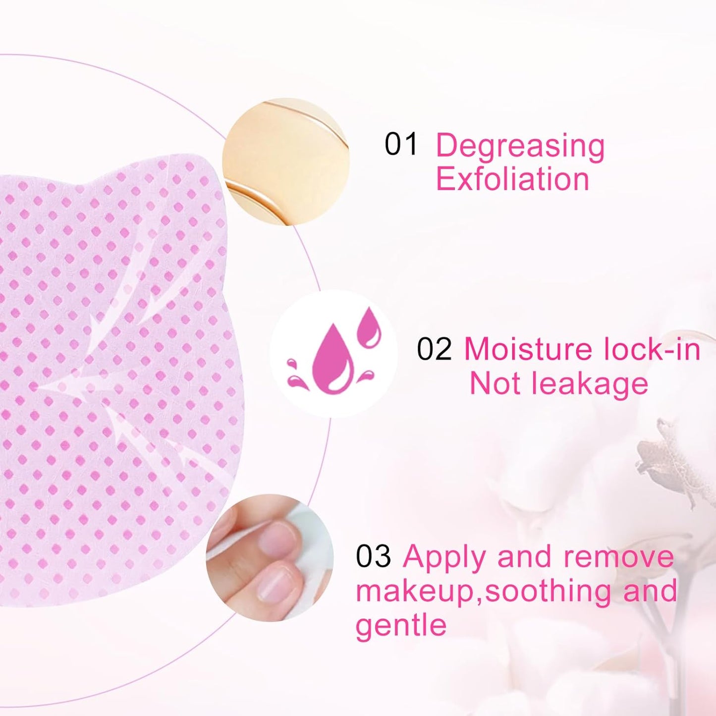 MEKK 400PCS Lint Free Nail Wipes,Cat Shape Non Woven Fabric Nail Cleaning Pads,Absorbent Dry Wipes for Nail Polish Remover & Lash Extensions Glue-Pink