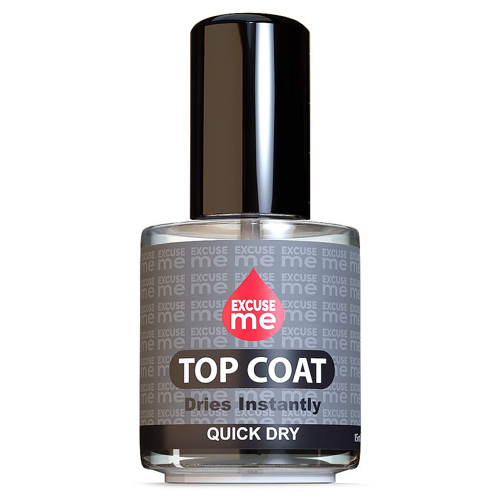 EXCUSE ME Quick Dry Fast Nail Polish Top Coat 0.5 oz 15ml (Pack of 2)