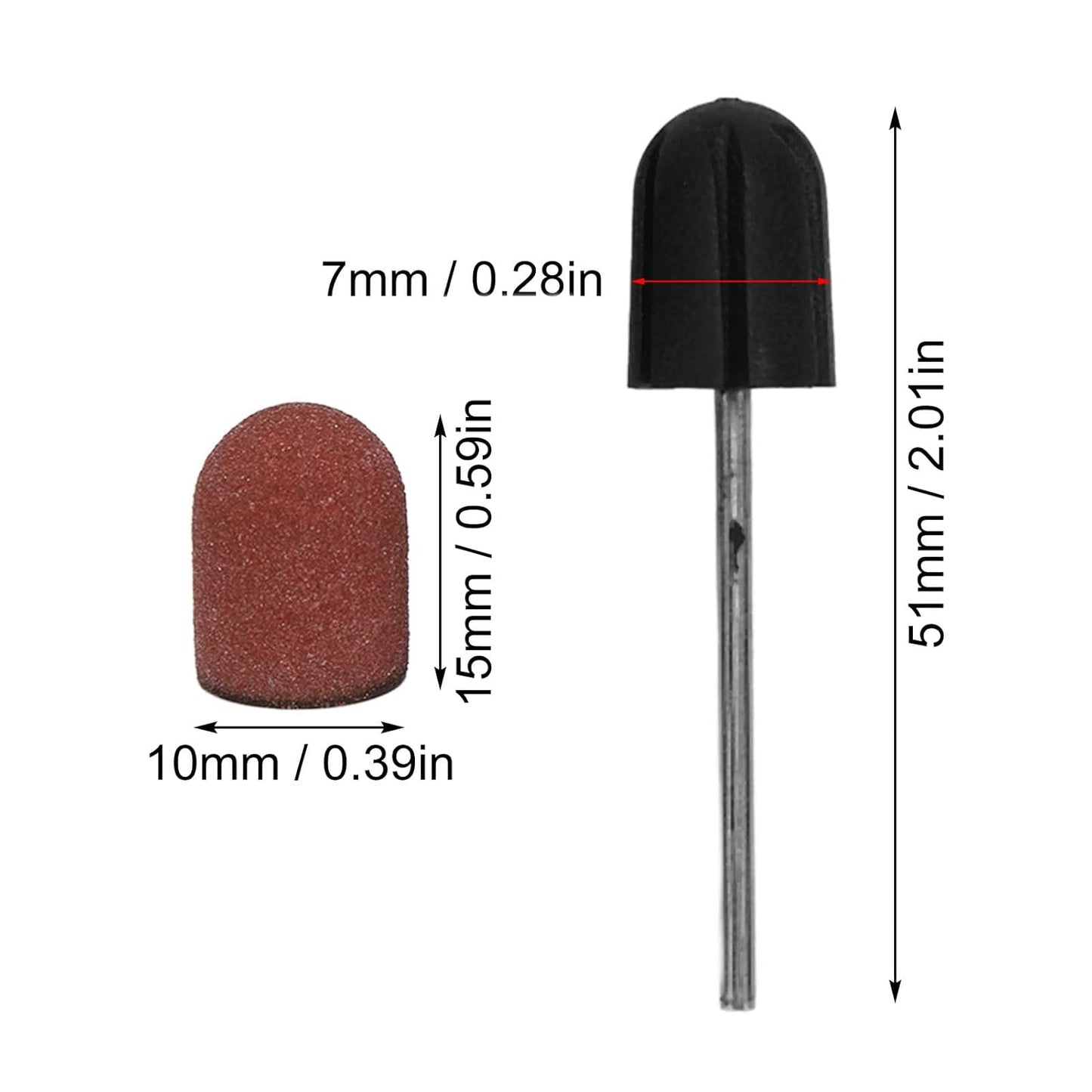 Nail Drill Bits Sanding Caps 120 Grit Polishing Grinding Bands Manicure Tool Set Includes Mandrels for Nail Art Care