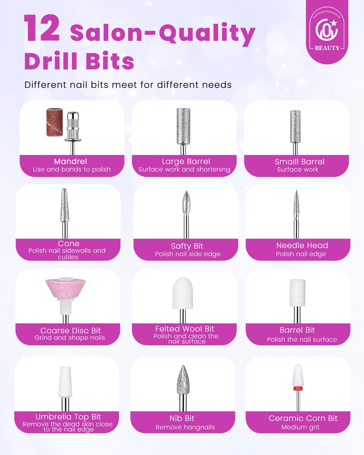 CozyZen Cordless Electric Nail Drill, 45000 RPM Rechargeable Diamond E-File, Portable & Low Noise for Acrylic/Gel Nails, Manicure & Pedicure - Professional & Home Use