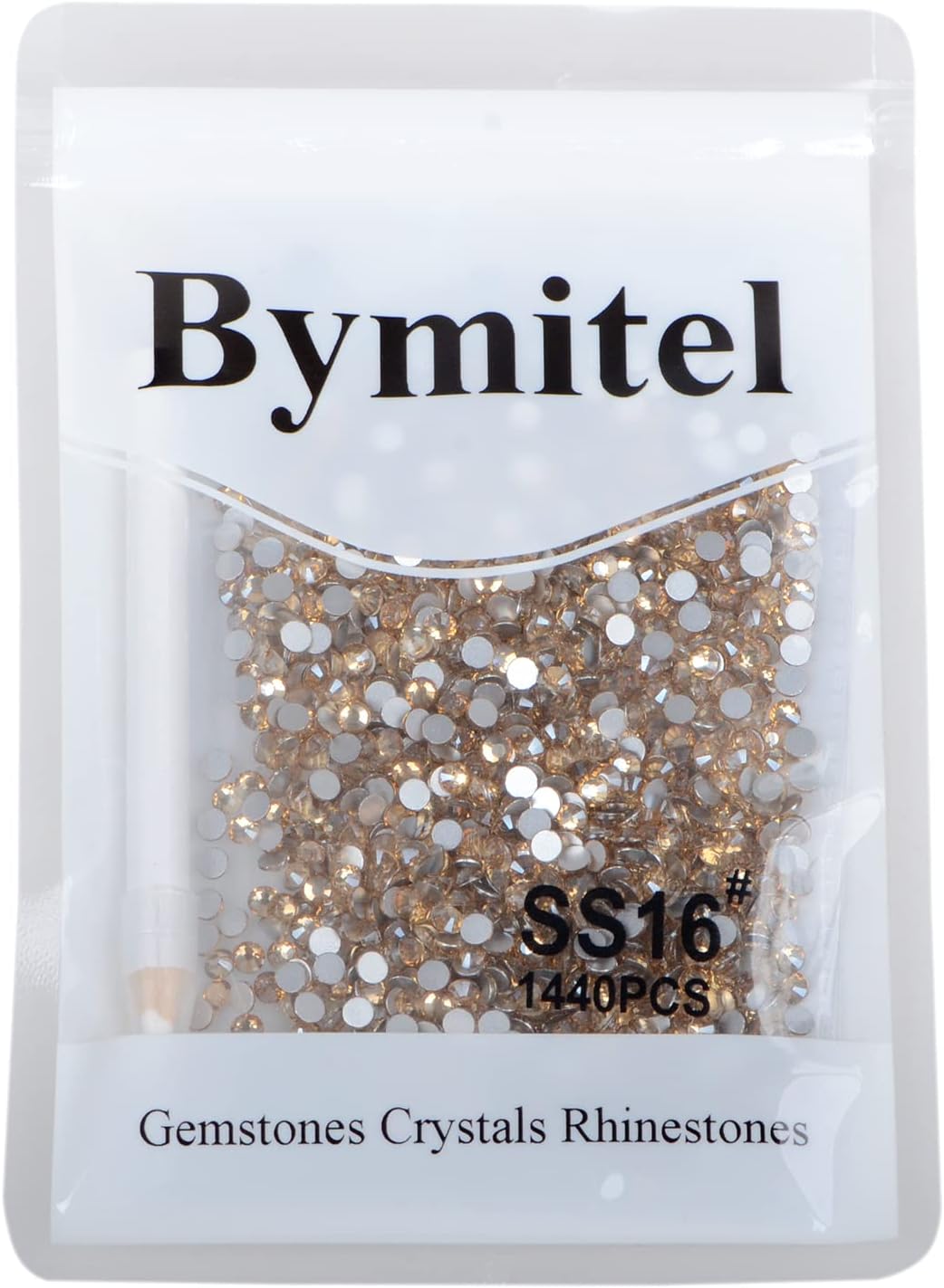 1440PCS Art Nail Rhinestones Non Hotfix Glue Fix Round Crystals Glass Flatback for DIY Jewelry Making with one Picking Pen (ss16 1440pcs, Lt. Peach)