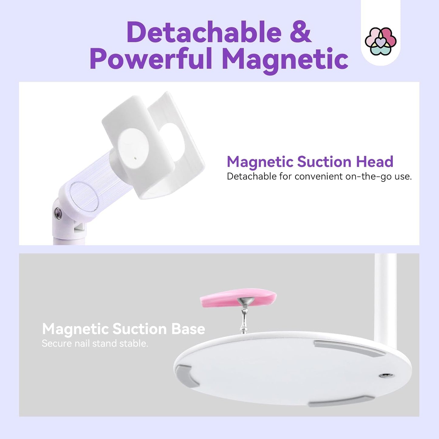 SAVILAND Handheld U V Light for Gel Nails: Magnetic Stand & 10S Flash Cure Mini Nail Light 3-Timer Modes Portable LED Nail Lamp Nail Dryer Cordless Gel Lamp LCD Screen Home DIY Manicure Purple