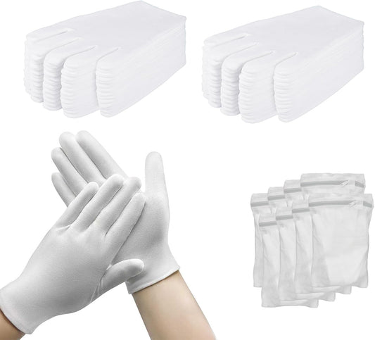 24 Pairs of White Cotton Gloves, Suitable for Both Men and Women, Breathable and moisturizing Gloves, Used to Relieve Hand Dryness and Eczema, Suitable for SPA Care, Cosmetics, and Jewelry