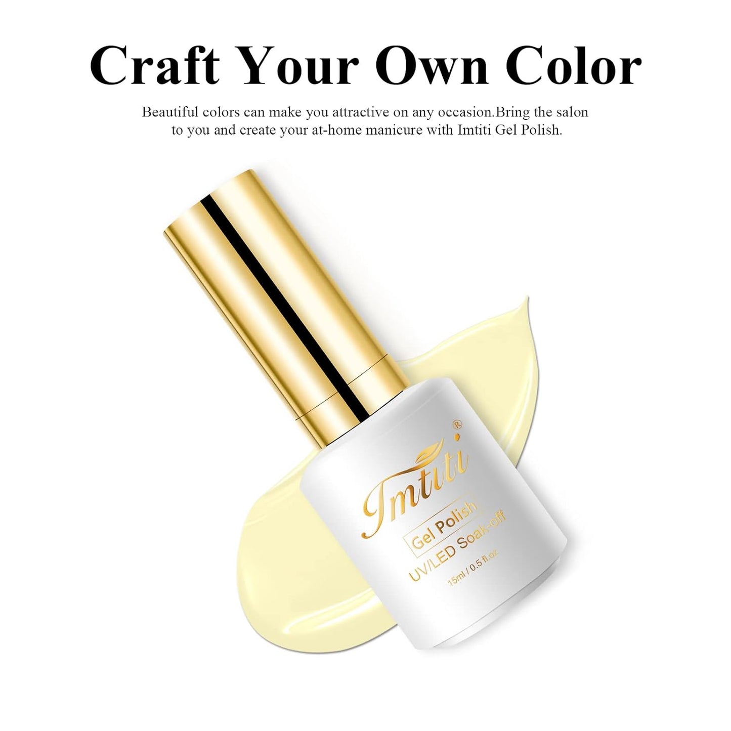Imtiti Pastel Gel Nail Polish, 0.5 Fl Oz Creme Light Yellow Gel Polish Soak Off LED U V Nail Gel Polish Neutral Spring Summer Easter Gel Nail Polish DIY Nail Art Starter Manicure Salon Gel Nail Kit