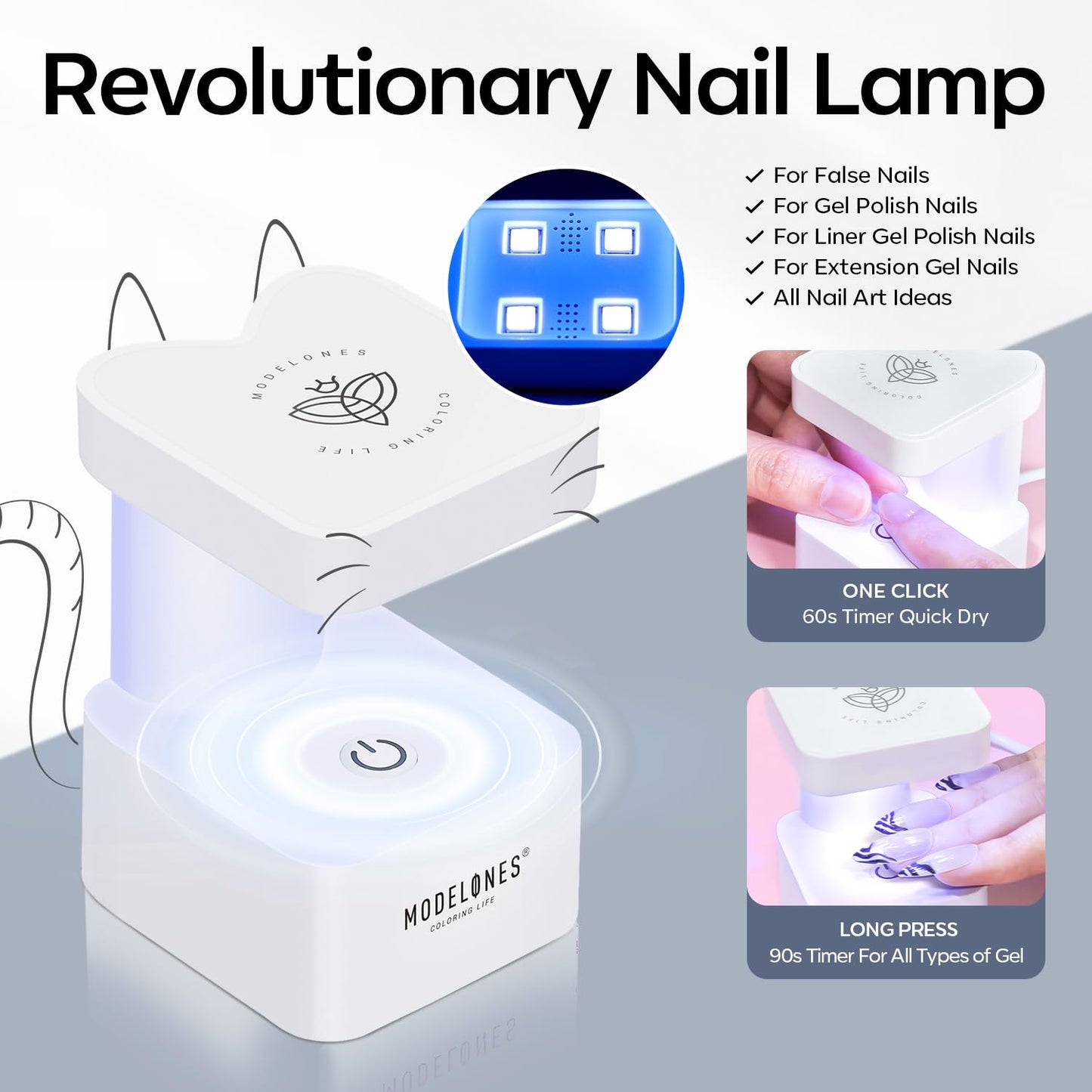 modelones Gel Nail Kit Short Coffin, Upgrade 510Pcs Fake Nails 15Sizes, 9-in-One Glue Prep Dehydrator & Mini U V Light Clipper, Pre-shaped Half Matte Press on Short Coffin Tips for DIY Salon