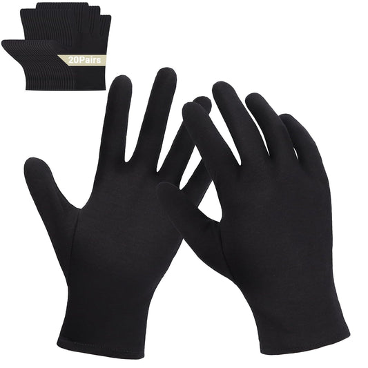 20 Pairs Large Archival Photo Gloves, Black Work Gloves For Handling Art Working Photography Men & Womens Cloth Gloves Liners Bulk for Handling Jewelry, Film, Photo, Coin Metal Inspection