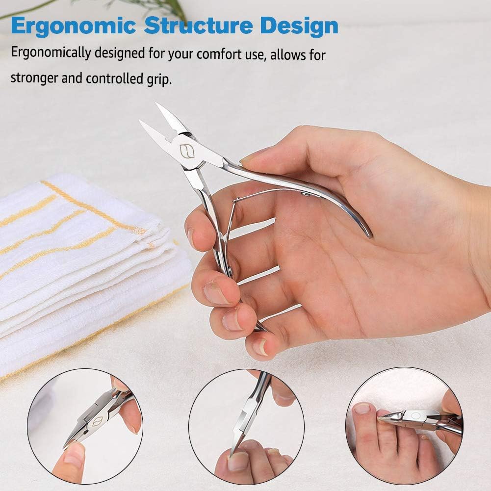 FERYES Toenail Clippers Straight Blade for Thick Toenails, Nail Clippers for Thick and Ingrown Nails - High Temperature Forging Stainless Steel Toe Nail Tools