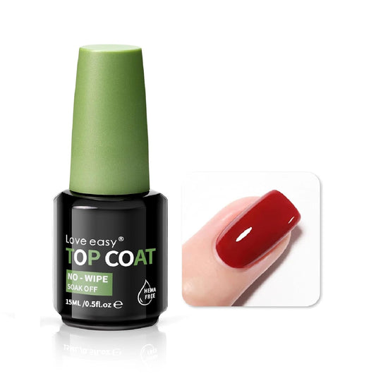 Top Coat for Nails, No Wipe High Glass Long Lasting 28+ Days, Chip Scratch Resistance Anti-yellowing Glossy Shine Manicure, Brush on Friendly for Home DIY Beginner (U V Lamp Needed)