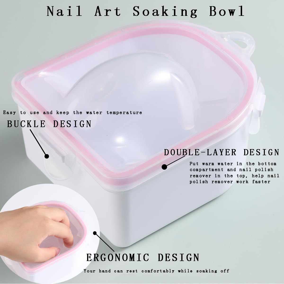 Nail Soaking Bowl, 1PCS Soak Off Gel Polish Dip Powder Remover Manicure Bowl for Hand with Stainless Steel Cuticle Peeler, Cuticle Pusher, Acetone for Acrylic Nail Supplies (Nail Polish Removers Kit1)