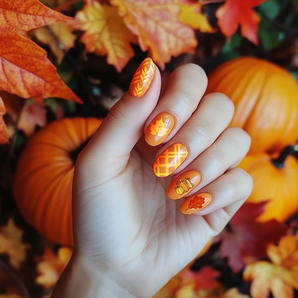 PH PandaHall 3PCS Fall Theme Nail Stamping Plate 88 Patterns Stainless Steel Nail Template Leaves Pumpkins Plaid Autumn Blessing Nails Art Plate for Thanksgiving Nails Art Design 4.7x2.4 inches