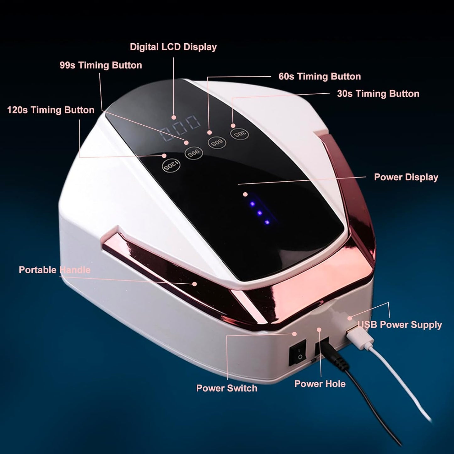 UV LED Nail Lamp Cordless Rechargeable UV Light for Gel Nails Polish,96W Portable Nail Dryer Light,Fast Curing Gel x Polish Lamp with 48 Beads,Auto Sensor,4 Timers,Touch Screen,Nail Art Drying Tools