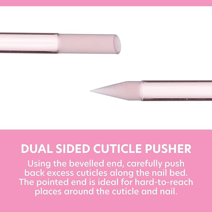 BONA FIDE BEAUTY Glass Cuticle Pusher, 1-Pieces Pink Gentle Czech Manicure Stick for Cuticle Remover, Long-Lasting Double-Sided Reusable Glass Stick