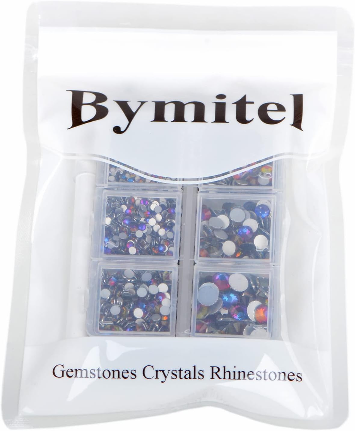 Bymitel 5000 Pieces 6 Mixed Sizes Glue Fix on Glass Rhinestones Round Crystal Gems Flatback for DIY Jewelry Making with one Picking Pen(6-Sizes 5000PCS, Blue Volcanic)