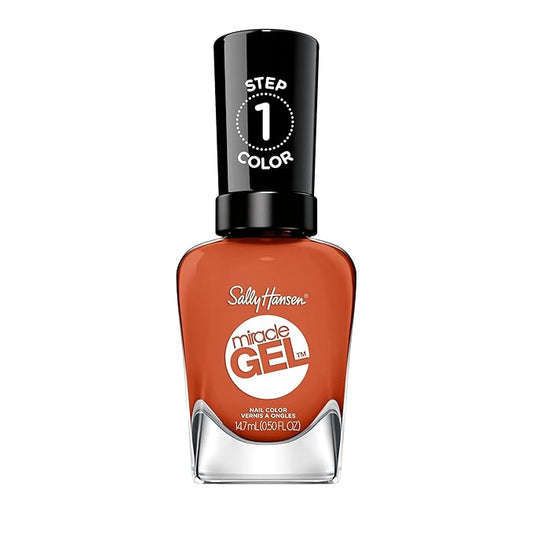 Sally Hansen Miracle Gel Salon Quality Nail Polish | Gel-Like Formula, Two-Step System, No UV Light Needed, Long Lasting | Opaque | 388 A Hot Minute | Burnt Orange Nail Color