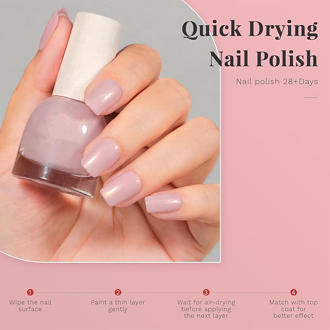 COSMOO Pink Quick Dry Nail Polish, 0.34 Fl Oz (Pack of 1), Blue