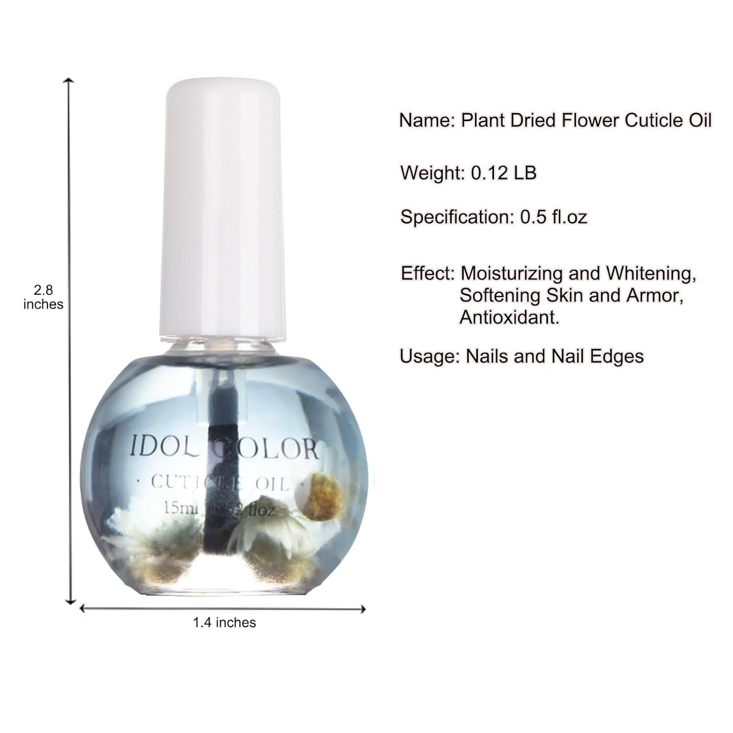Flowery Scented Cuticle Oil, Infused with Real Flowers, Cuticle Revitalize Oil, Nail Oil For Growth And Strength, Cuticle Remover - Nail Strengthener - Cuticle Softener (0.5 fl.oz, JASMINE)