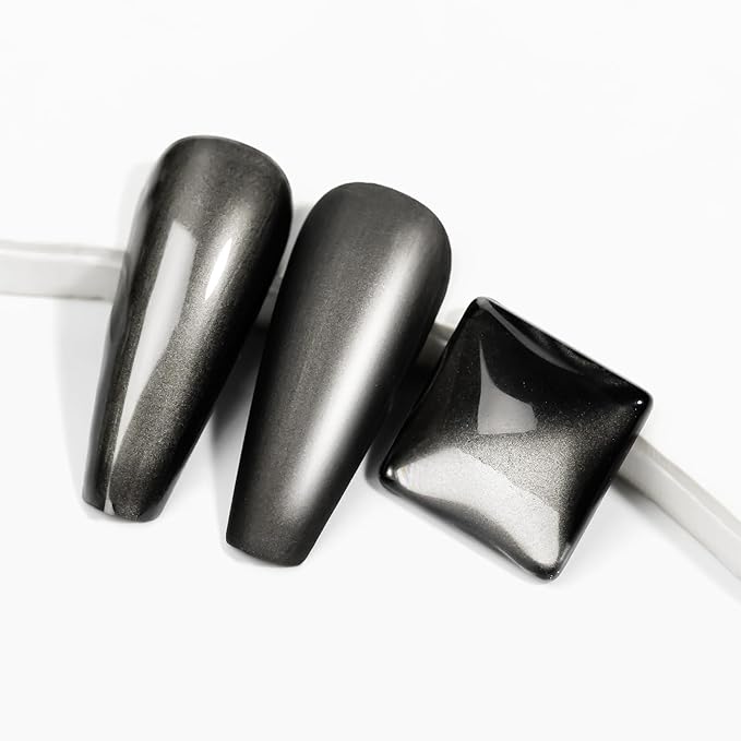MIZHSE Dark Grey Mirror Nail Polish, Quick Dry Metallic Nail Polish, Air Dry Fast Chrome Nail Lacquer Black Oil-based Nail Art Manicure DIY Home