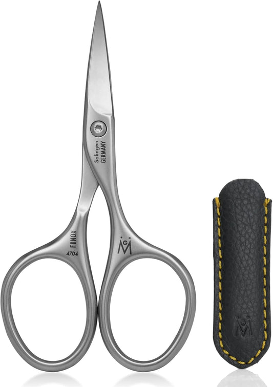GERMANIKURE Professional Nail Cutter Scissors - FINOX Stainless Steel Nail Scissors - Curved for Nail Tips - Manicure Tools in Leather Case - Ethically Made in Solingen Germany - 4704