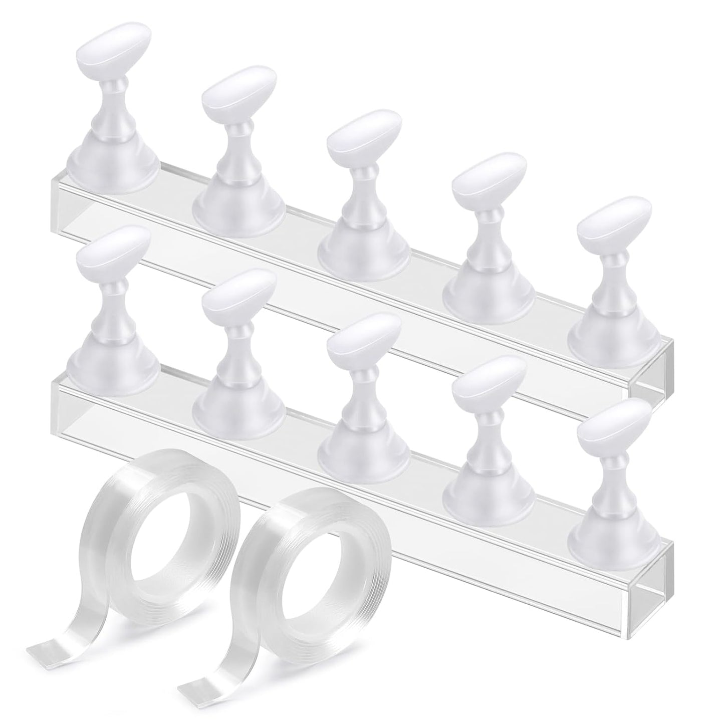 Etercycle Acrylic Nail Art Display Stand - Magnetic Practice Holder for Painting Nails With Double-sided Tape - Home DIY Salon Supplies (White)